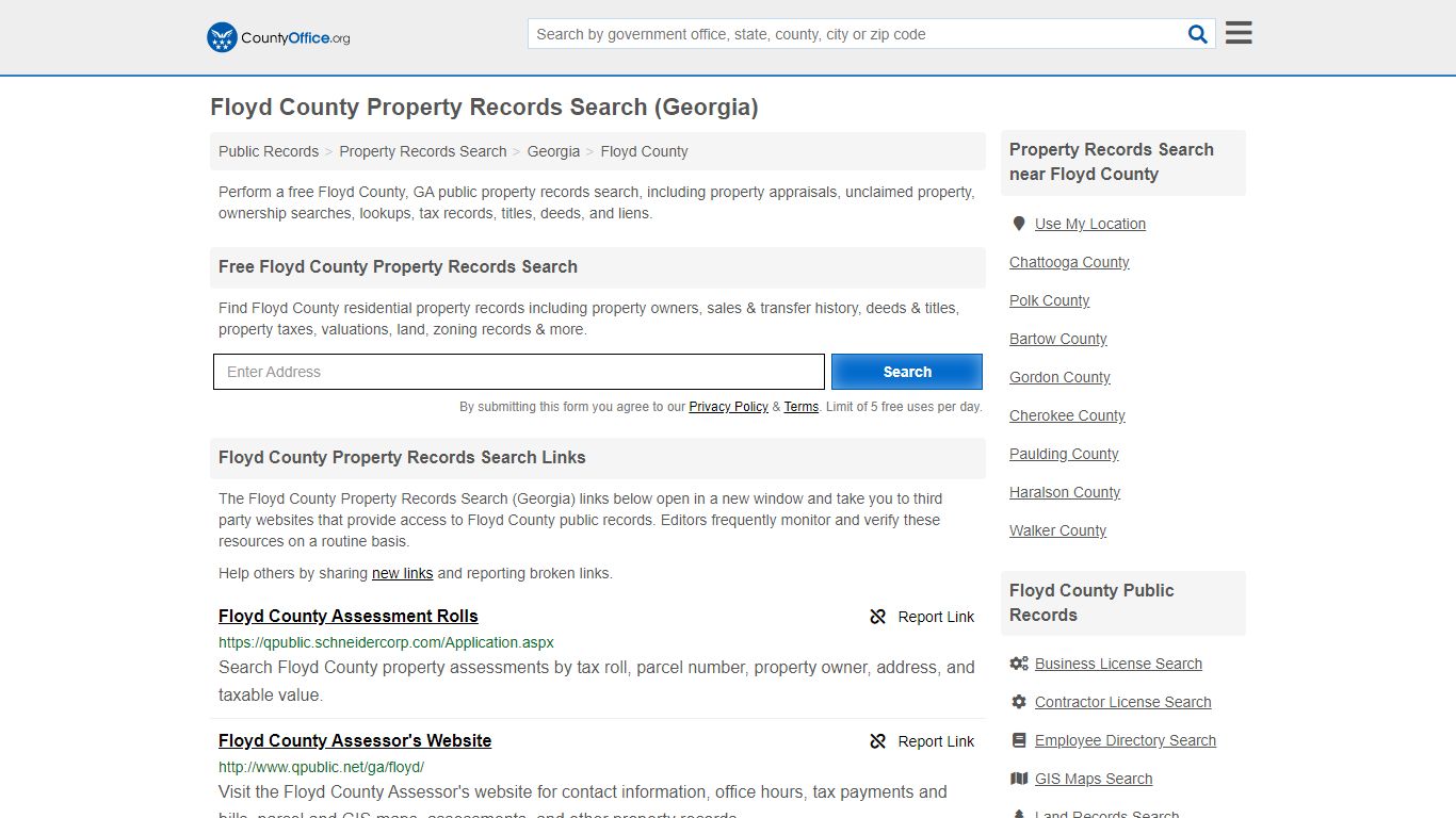 Property Records Search - Floyd County, GA (Assessments ...